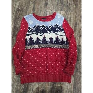 Lands' End Womens Multicolor Scenic Nordic Wool Blend Long Sleeve Sweater Size M